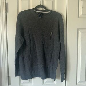 Ralph Lauren polo men’s large gray waffle knit  long sleeve